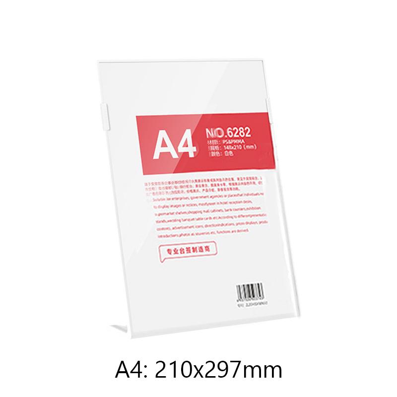 Acrylic Table Card Display Board A4 A5 A6 L-Shaped Table Sign Price Card Billboard Stand Picture Poster Art Display Frame Empty