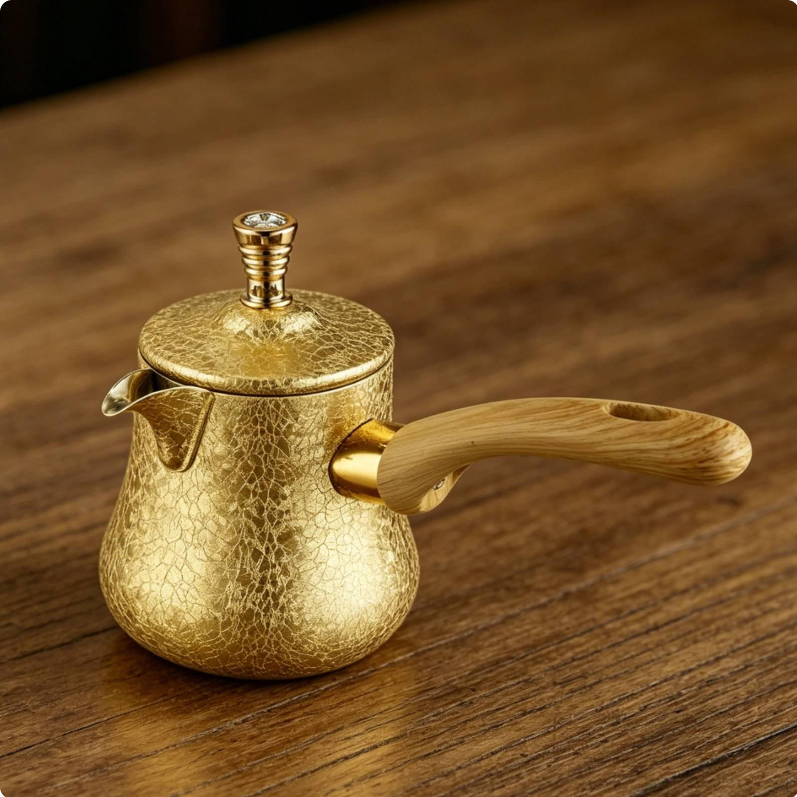 Cafetieră turcească Oțel inoxidabil Rezistent la rugină Distribuție uniformă a căldurii 720ML Gold Lid Style 2