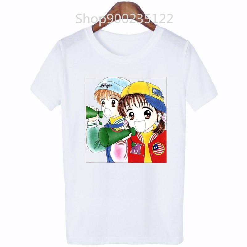Cute T-Shirt Cartoon Graphic Tshirt Marmalade Boy Tee 90s Women T-Shirts Manga Short Sleeves Japanese Anime Streetwear
