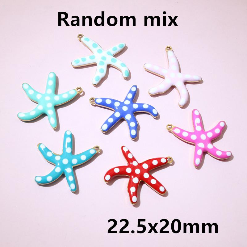 10pcs 2-Sizes Stainless Steel Starfish Charms Pendant Enamel DIY Jewelry Making Accessories Findings Bracelet Necklace Earrings