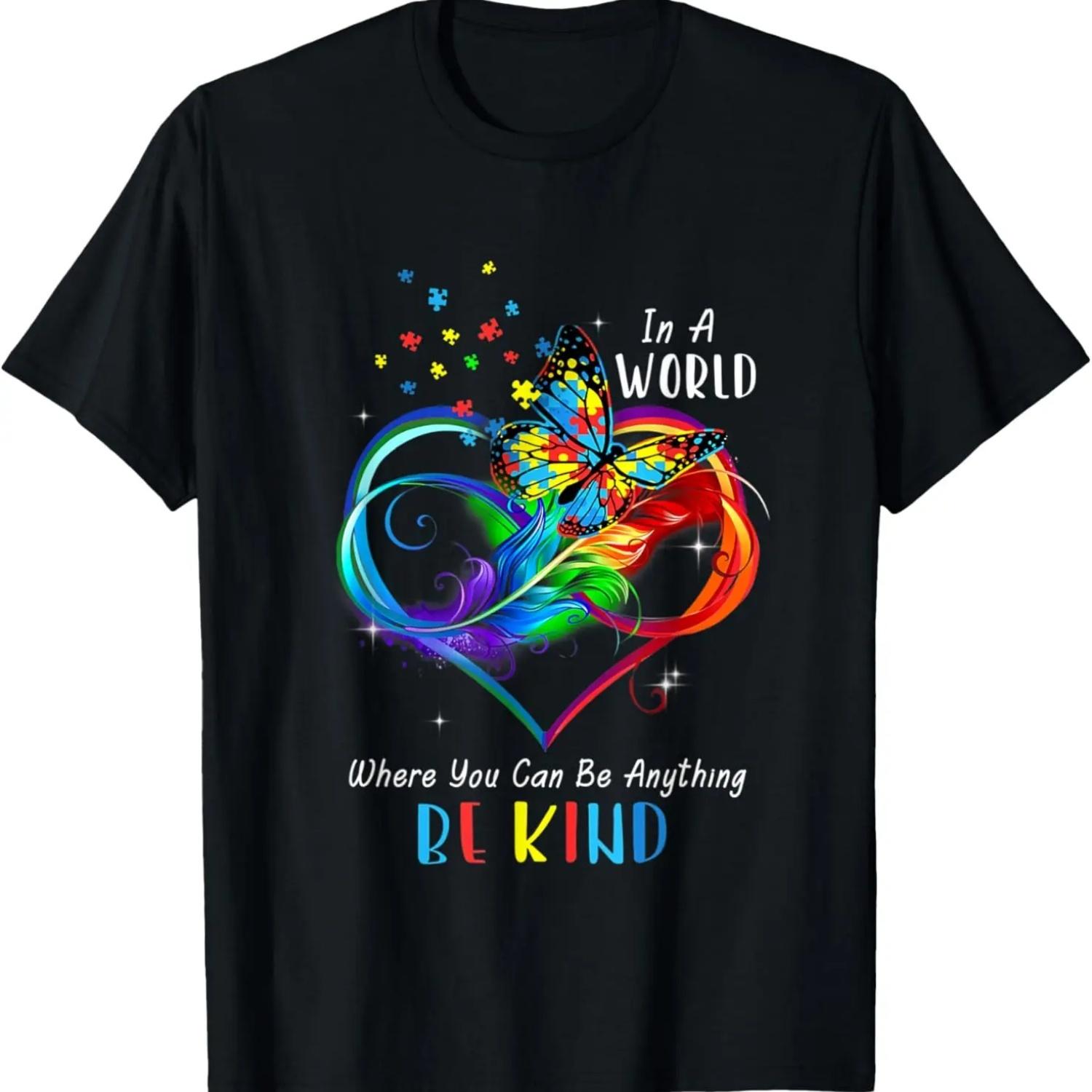 In A World Where You Can Be Anything Be Kind Autism Woman T-Shirt S чёрный