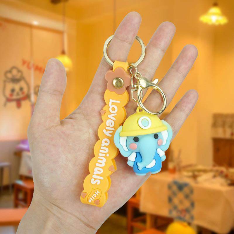 Adorable Cartoon Animal Keychain Cute Bag Charm Rubber Key Accessory Couple Key Holder