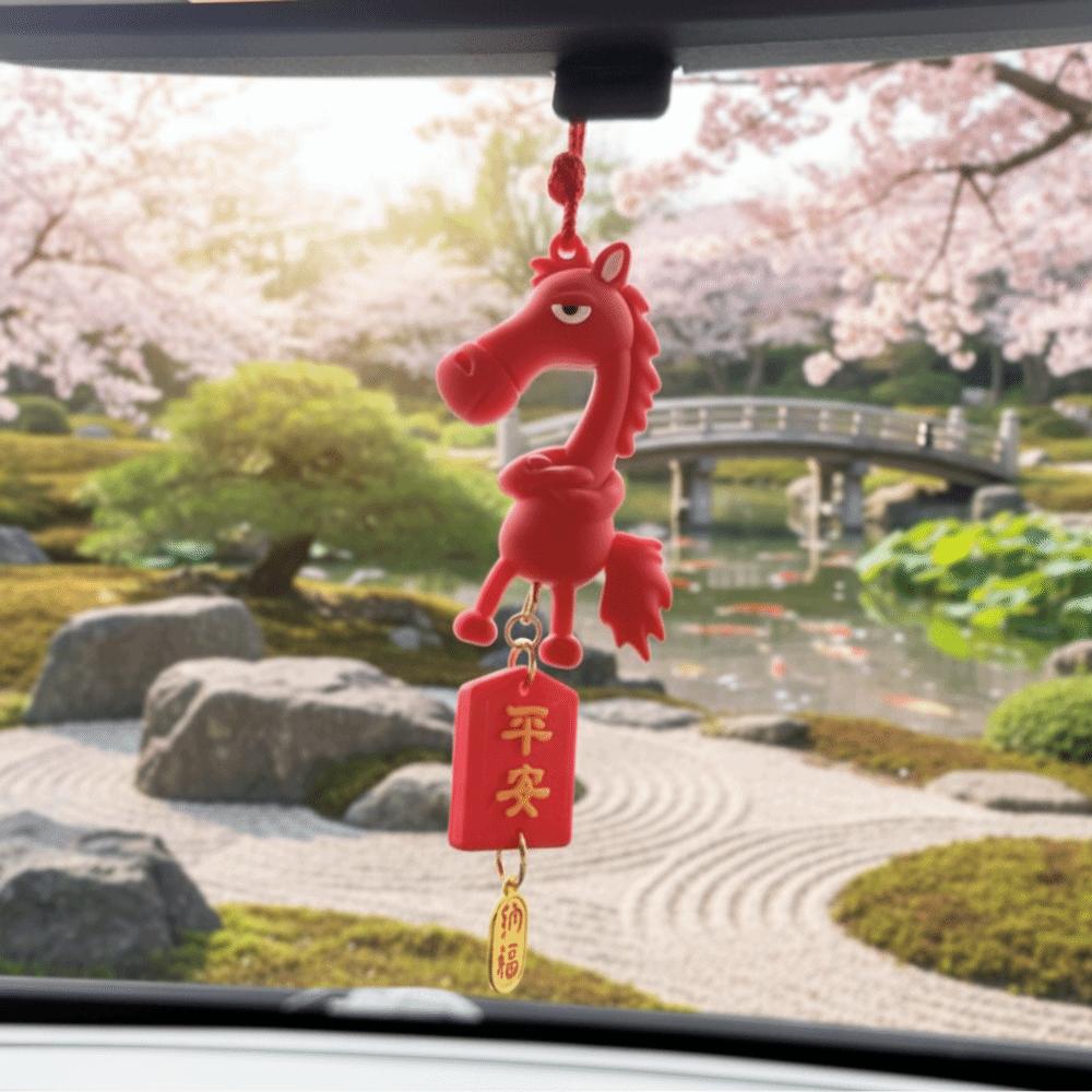 Traditional Chinese New Year Decoration Zodiac Pony Figurine Car Ornament  Festive Decor