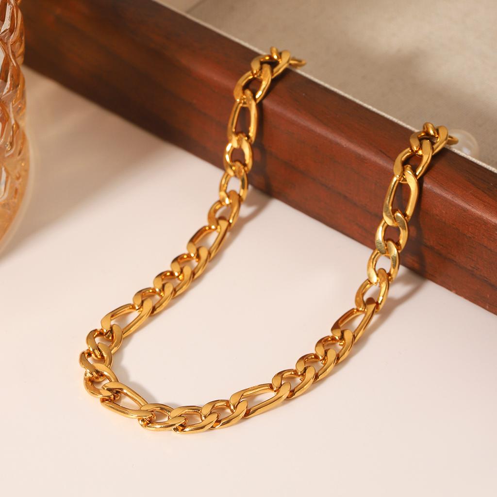 Euro-American Style 18K Gold Stainless Steel Figaro Chain Anklet with Freshwater Pearl Pendant, Titanium Steel Jewelry