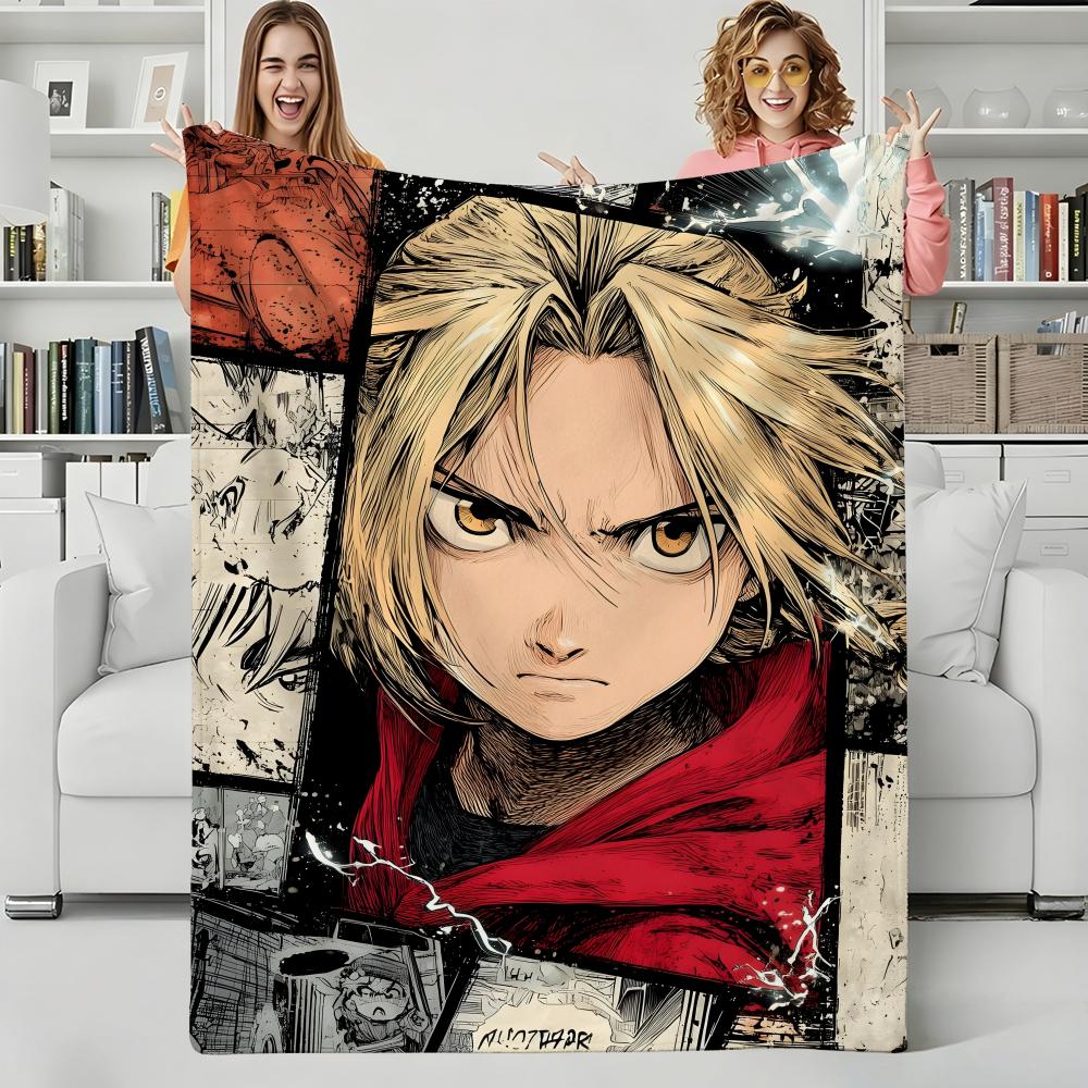 Anime F-Fullmetal Alchemist Throw Flannel Blanket Perfect for Sofa Office Bed Travel Sleep Read Relax Camping Four Season Use