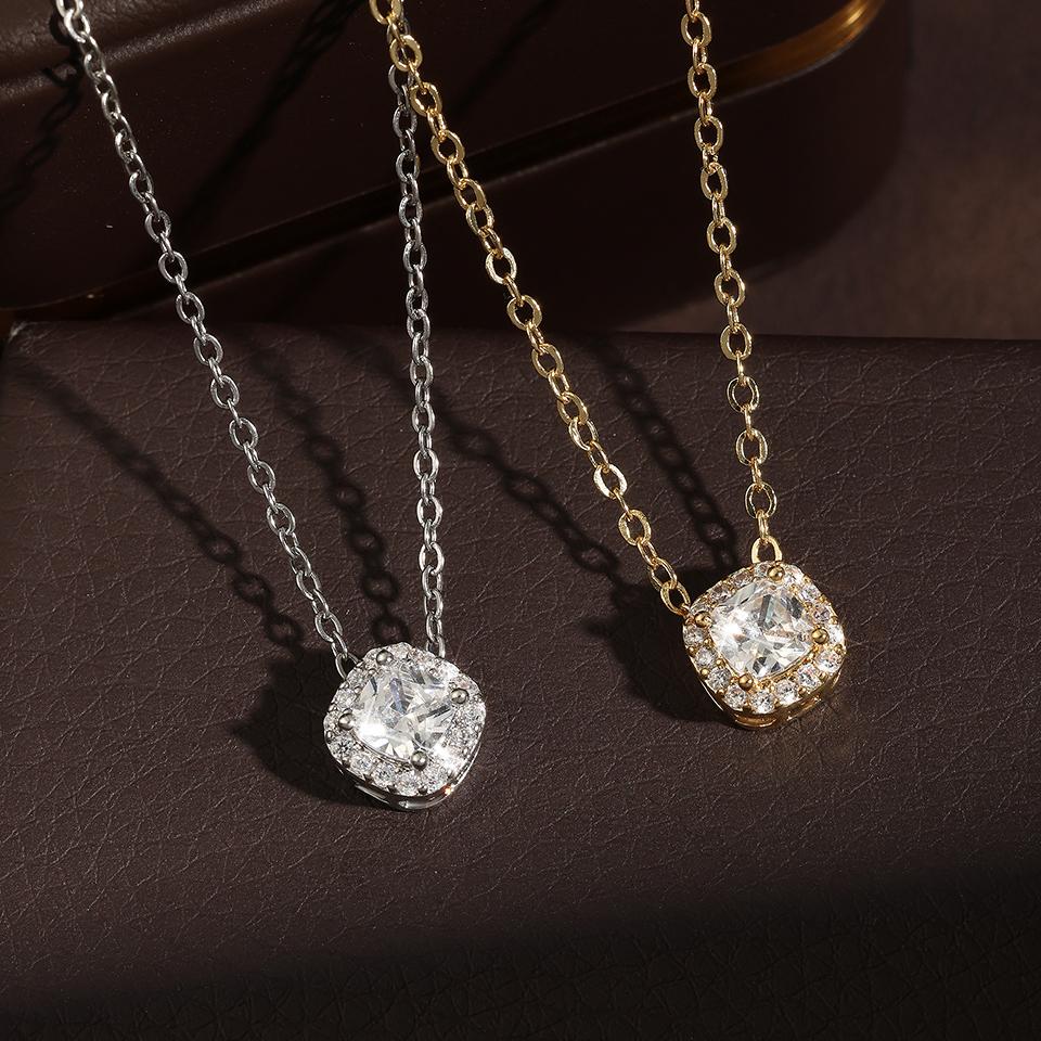 ZAKOL Clear AAA Cubic Zirconia Square Pendant Necklace Elegant Wedding Engagement Zircon Gift for Women