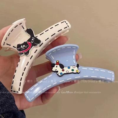 Wow Cat Puppy Hairpin Girl's Back of The Head Cute Summer Grappling Clip Shark Clip High-end Feel