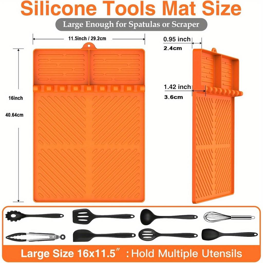 Blackstone Silikon Grillwerkzeugmatte, Grillzubehör Seitenablagematte Grillmatte für Grill, Küche, Theke, Spatel Silikonmatte mit Tropfschale