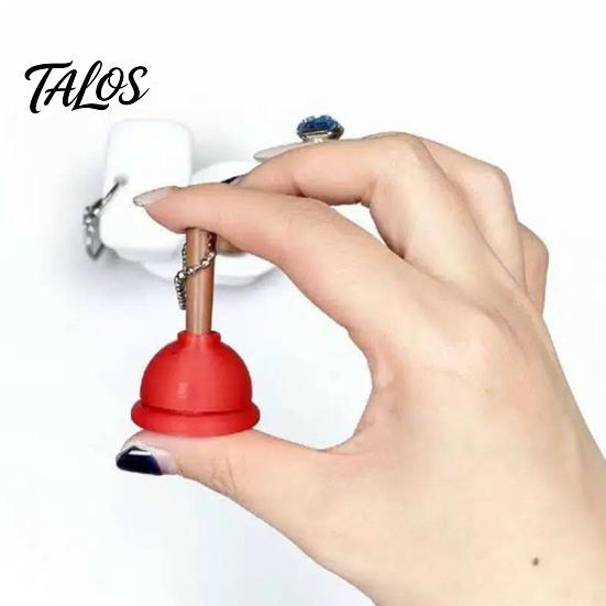 Toilet Plunger Clicker Mini Keychain, 3D Printed Finger Purse Charm Toy, Backpacks Handbag Charm, Gag Gift
