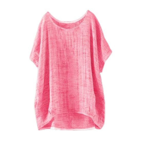 Women T-shirt Round Neck Short Sleeve Loose Fit Pullover Tops Pure Color Summer Casual Tops Daily Wear