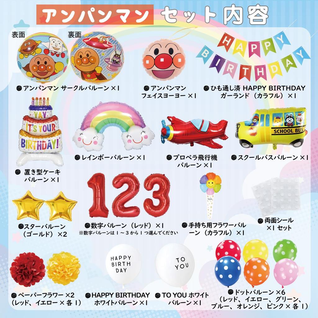 Deerzon Anpanman Birthday Decoration Balloon Set with Complete Perfect for and 3rd Boys and and Includes Number Balloons for Parties Garland, 1st,