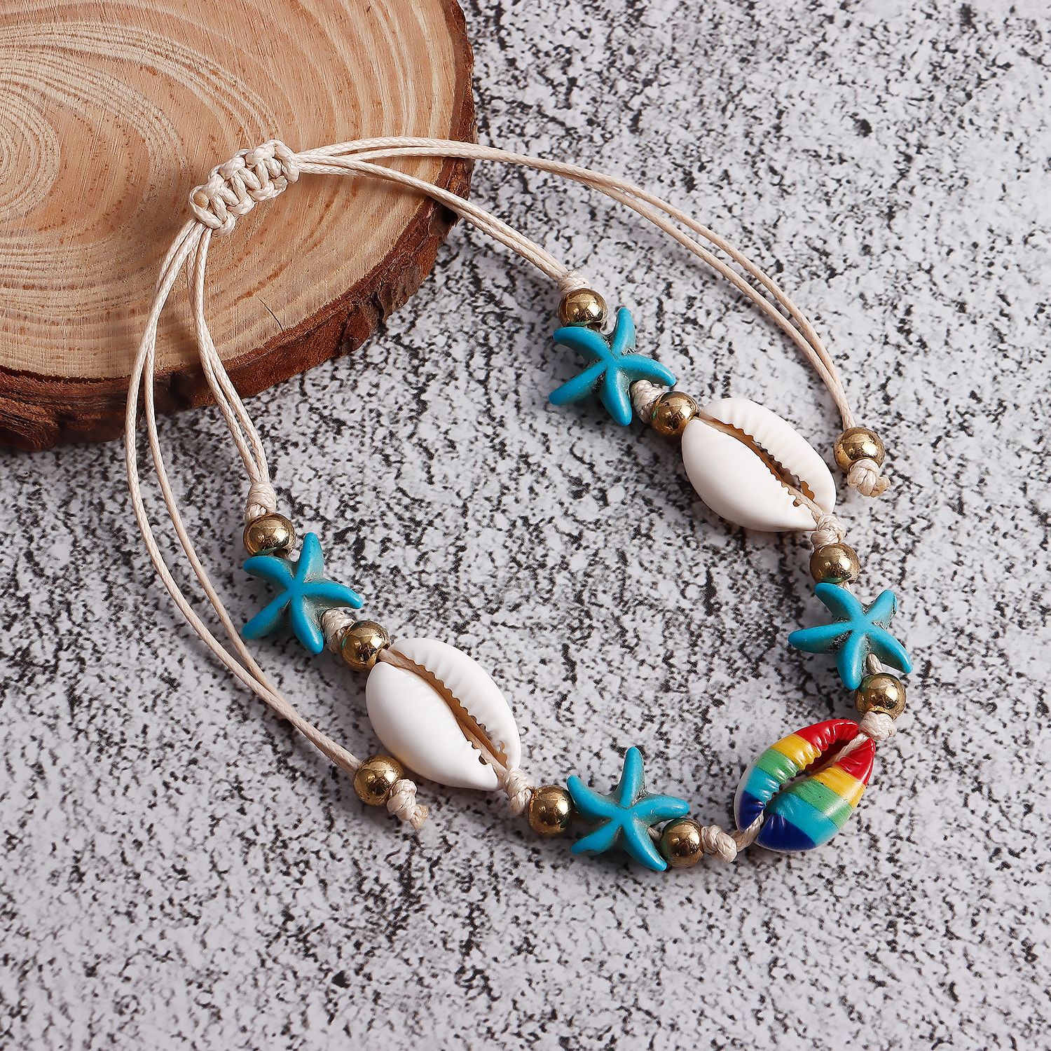 

Accessories, summer hand-woven shell feet, beach style leisure adjustable starfish anklets