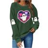 Damen Modisches Lässiges Langarm Halloween Bedrucktes Rundhals-Oberteil