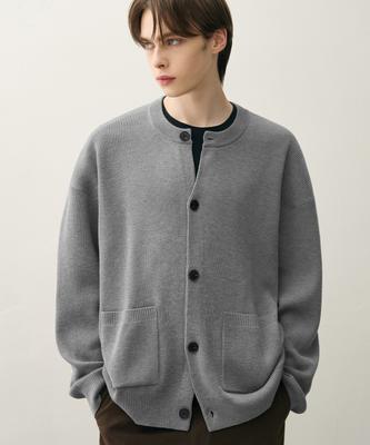 Draw Fit Oversized Wool Round Cardigan [M.Charcoal]