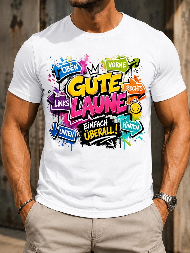 Gute Laune Einfach Uberall Paint Splash bold graffiti arrows SM I LEY and colorful German mood Unisex All T-Shirt