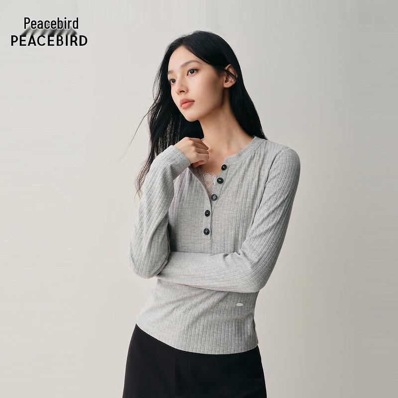 PEACEBIRD Women's Henley Long Sleeve T-Shirt