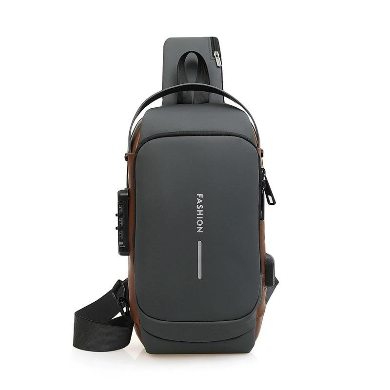 WEIXIER Men's Multifunction Anti-theft USB Shoulder Bag Man Crossbody Cross body Travel Sling Chest Bags Pack Messenger Pack For Male