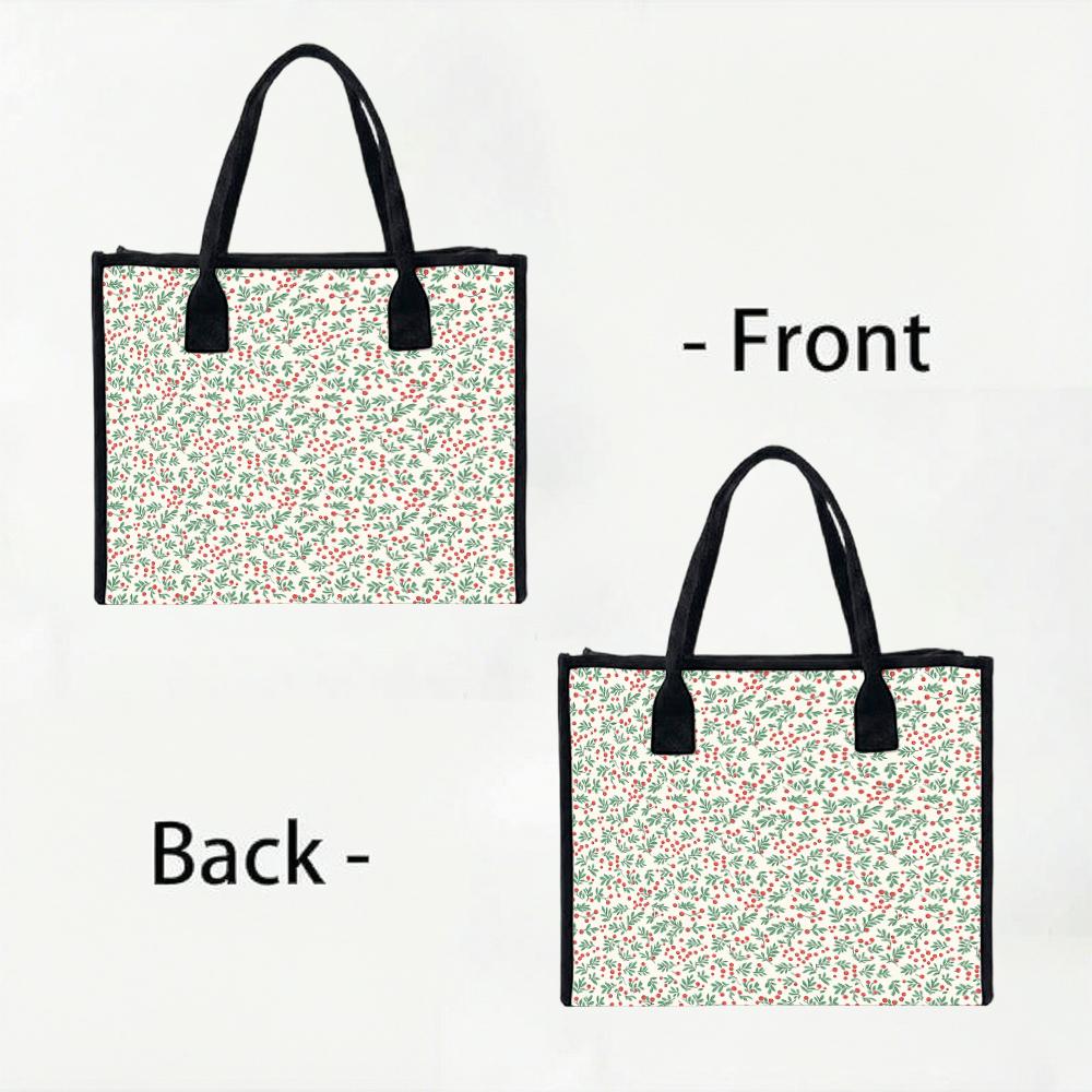 Fashion Floral Print Large Capacity Tote Bag Casual Reusable Daily Shoulder Bag for Women