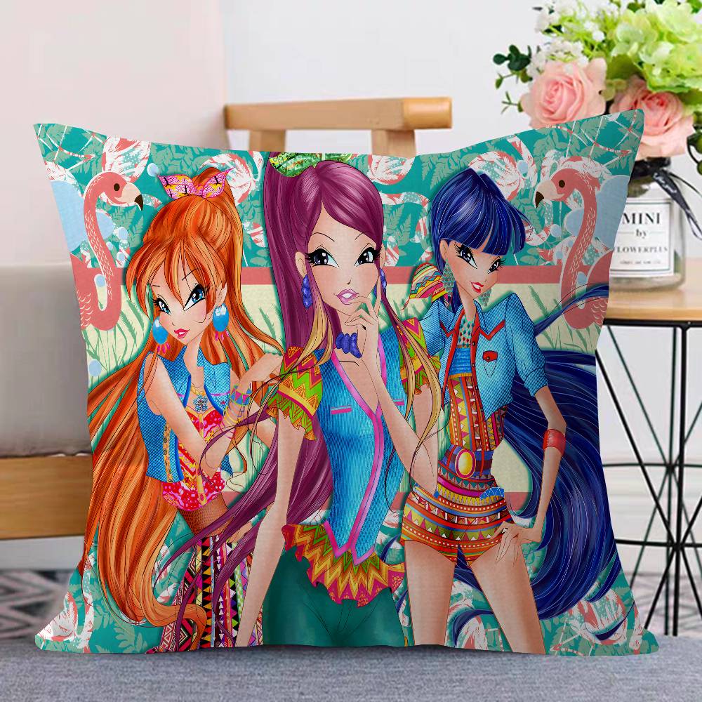 Girl W-Winx Clubs Pillow Cover Sofa Cushion Cover Home Room Decoration Children Gift