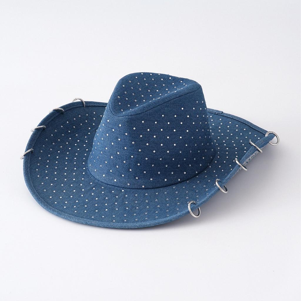 Cappello Speciale di Jeans Cappello da Cowgirl con Strass Ragazza da Festa Y2K Cappello da Ragazza Western Bling Bling Cappello Talor Cappello Panama Retrò Britannico per la Chiesa