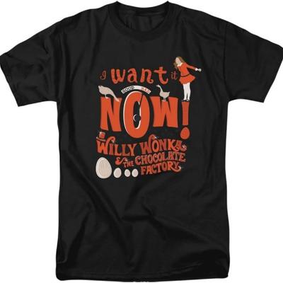 Popfunk Classic Willy Wonka and The Chocolate Factory I Want It Now Unisex Adult T Shirt