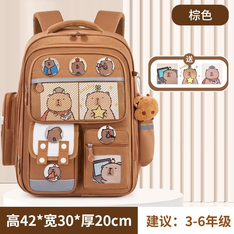 School Bag for Primary School Students, Grade 12 and 6 Girls, Cartoon Spine Protection and Burden Reduction, Backpack for Children Aged 12