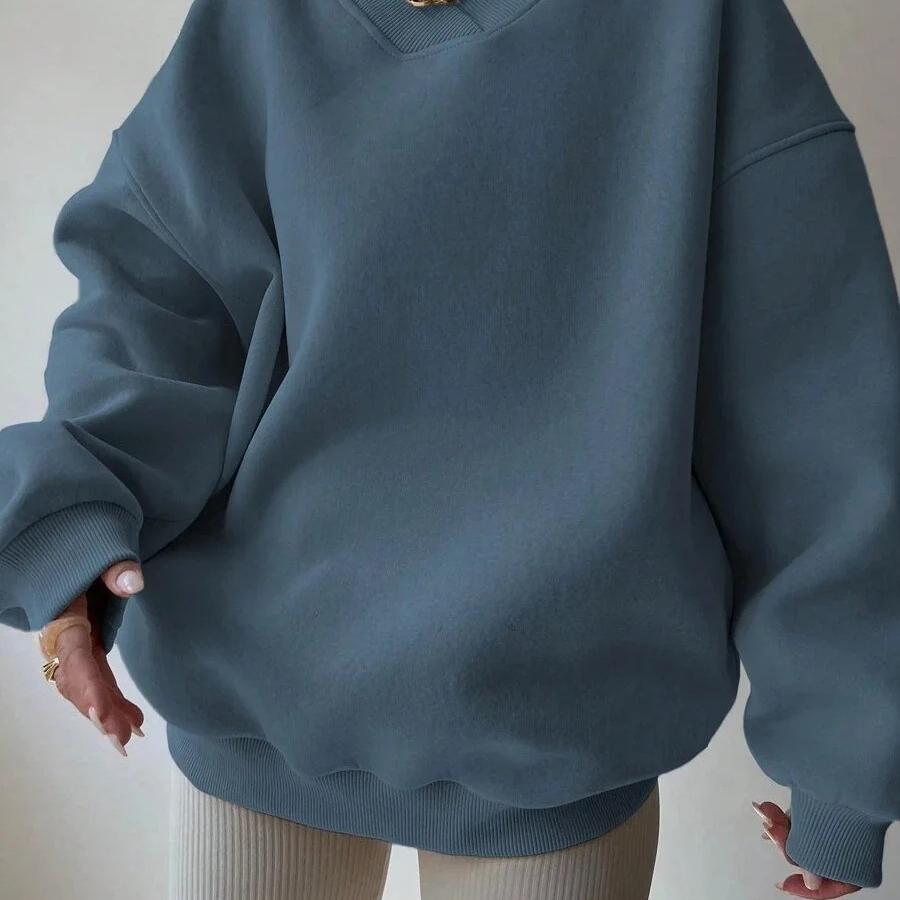 Women's Casual Sweatshirts Solid Color Long Sleeve Round Neck Loose Fit Oversize Sweatshirt Hoodie