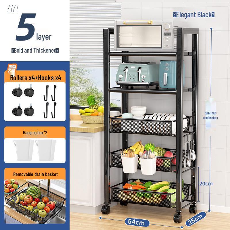 2025 Multifunctional Floor-Standing Kitchen Storage Rack: Multi-Layer Vegetable Basket Shelves