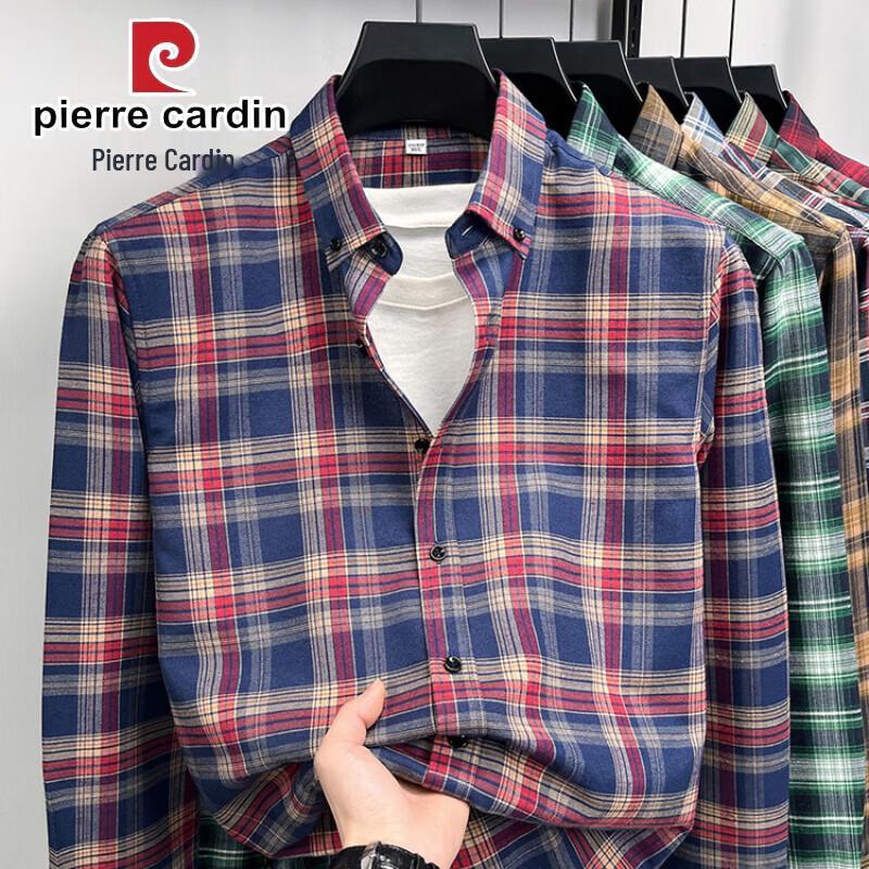 Pierre Cardin Men's Casual Brushed Long-Sleeve Shirt