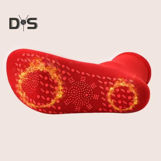 1 Pair Heated Socks 24 Hours Keep Your Feet Warm Silicone Soles Mid-tube High Elasticity Solid Color Sport Socks Cold Weather Cozy Socks