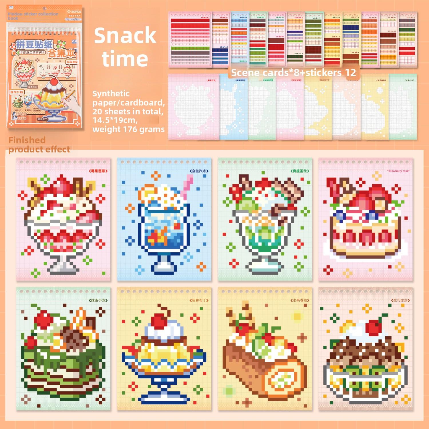 20 Stickers Per Pack Bead Workshop Series Bead Loop Stickers Pixel Art Creative Fun Stress Relief Quiet Book about 145*190mm per sheet