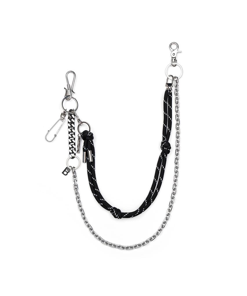 BLACKBLOND Bbdy 2-Stripe Detachable Rope Pants Chain (Silver & Black)