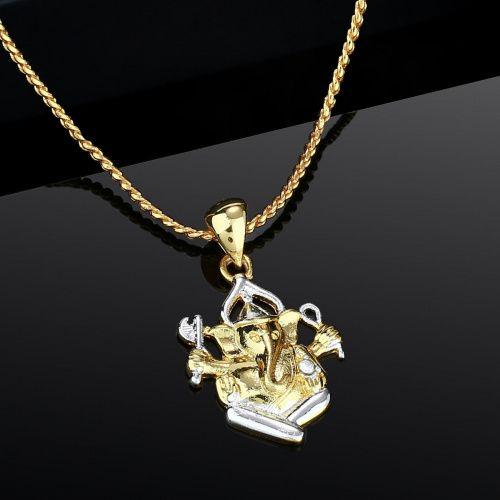 

Estele Gold & Silver Plated Lord Ganesh Pendant with Chain for Women / Girls