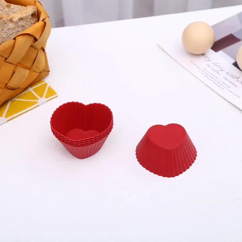 Silicone Mold For DIY Cupcake And Muffin, 6 Pcs Silicone Cake Cupcake Cup Cake Tool Bakeware, Random Color