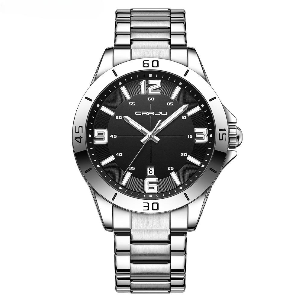Simple Round Couple Watch Waterproof Digital Quartz Watch Watch with Steel Strap