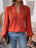 Autumn/Winter V-Neck Lace Long Sleeve Casual Solid Color Women's Top