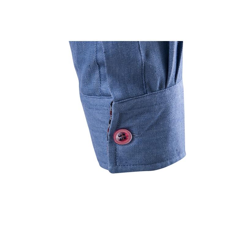 Spring And Autumn Men's Casual Shirt Pocket Patchwork Cotton Slim Denim Shirt