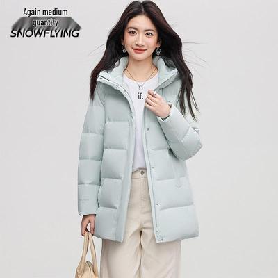 Women's Mid-Length Hooded Down Jacket – Thick Warm Winter Coat