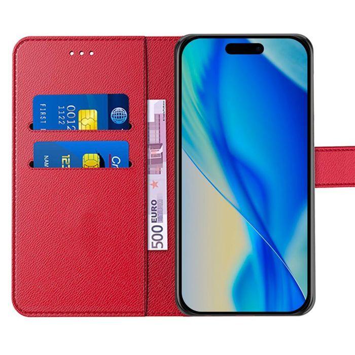 Coque pour iPhone 17 Pro Max - BOOLING - Protection Antichoc Synthécuir Rouge - 2 Verres Trempés