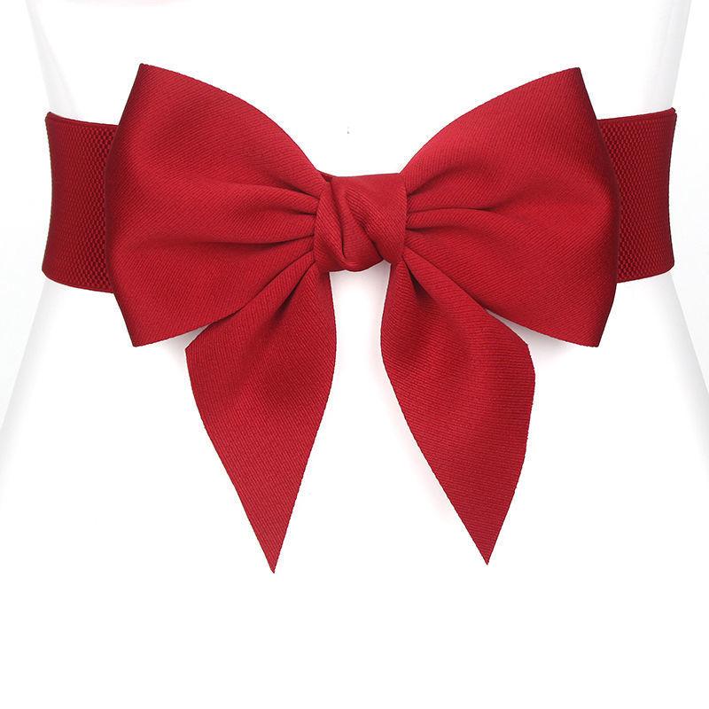 

Bowknot Modern Womens Dress With Adjustable Elastic Wide Waist Belt For Style Effortless Red Bow