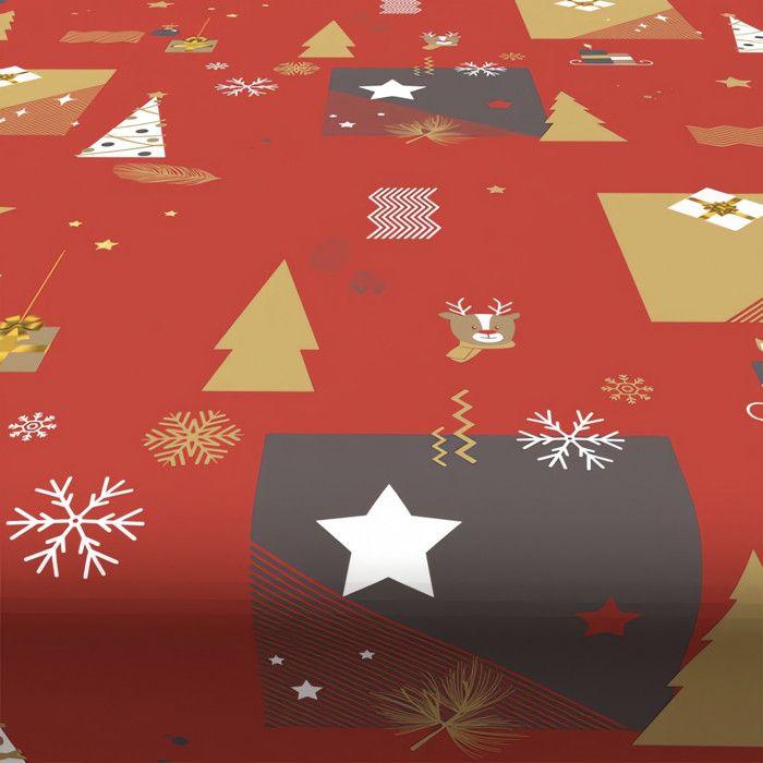 Rectangular Stain-resistant Tablecloth 140x300 Cm SAPIN Red, by Soleil d'Ocre