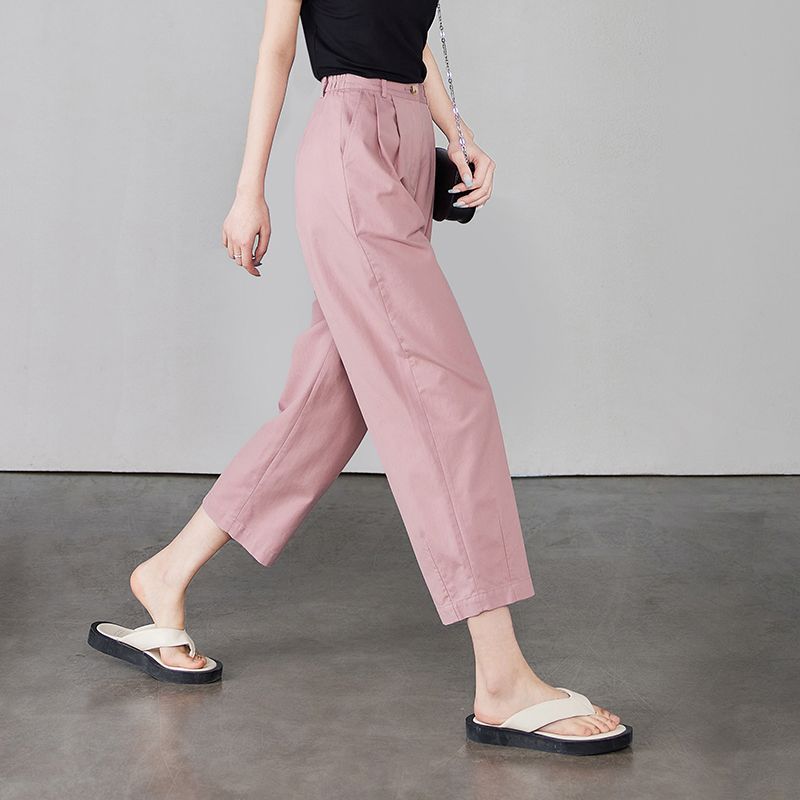Casual Wide-leg for Women In Summer New Style Sickle Small High Waist Loose Slim Harlen Nine-point Straight Pants for Women