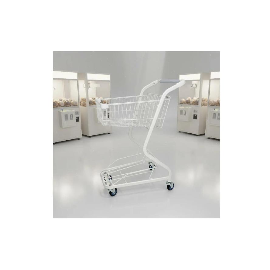 Two-Level Shopping Shopping Basket PU Wheels Metal Shopping Trolley Convenience Shop Shopping Basket Sturdy Duty for Supermarket