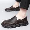 Handmade Genuine Leather Slip On Mens Leather Shoes Loafers Outdoor Casual Mocassin Plus Size Business Casual Mens Shoes Black