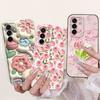 For Samsung Galaxy A56 A36 A26 5G Phone Case Soft Matte Liquid Silicone Back Cover Love Heart Girly Flower Painting Fundas