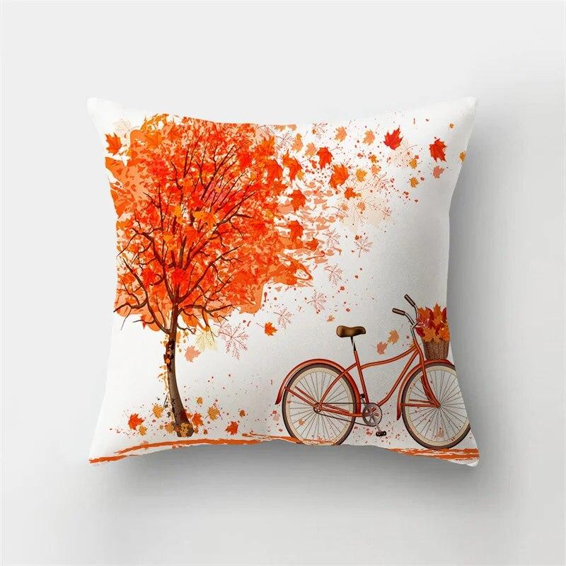Autumn Landscape Printing Pillowcase Maple Leaf Tree Plant Sofa Cushion Cover Office Car Creative Decoration Home