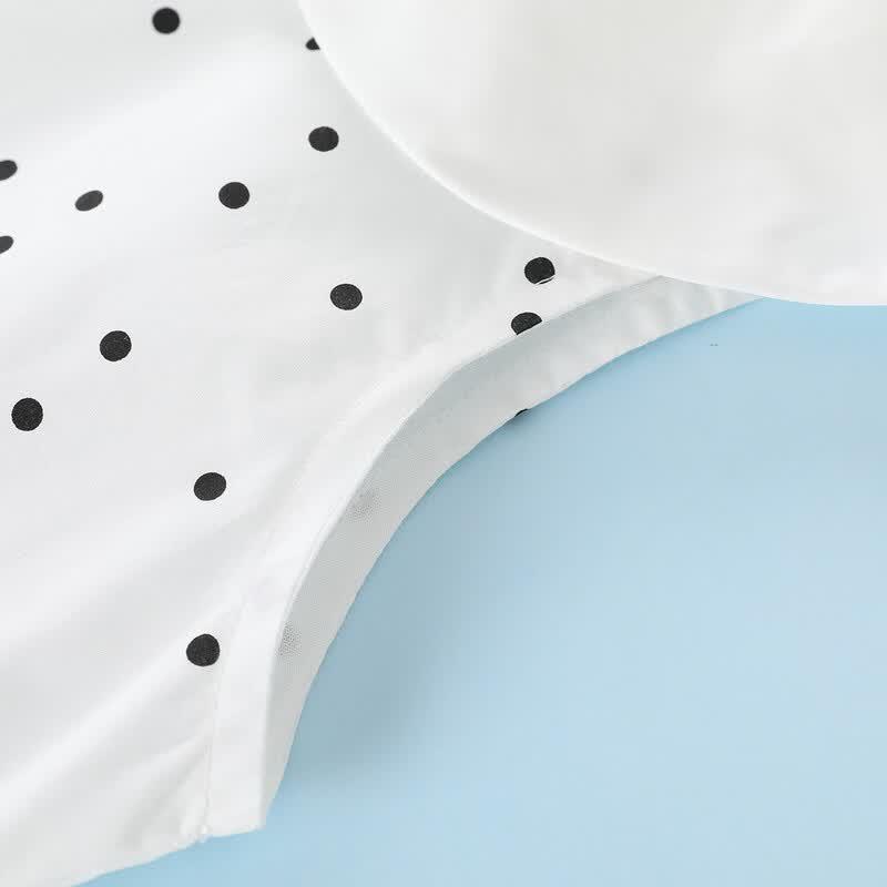 Montagut Girls' Summer Polka Dot Lapel Vest Dress