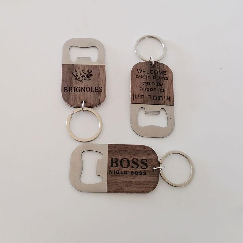 Wooden Handle Stainless Steel Bottle and Can Opener with Logo