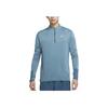 Nike Sport Logo Solid Color Stand Collar Long Sleeve T-Shirt Men Tops Peacock-Blue DD5663-058