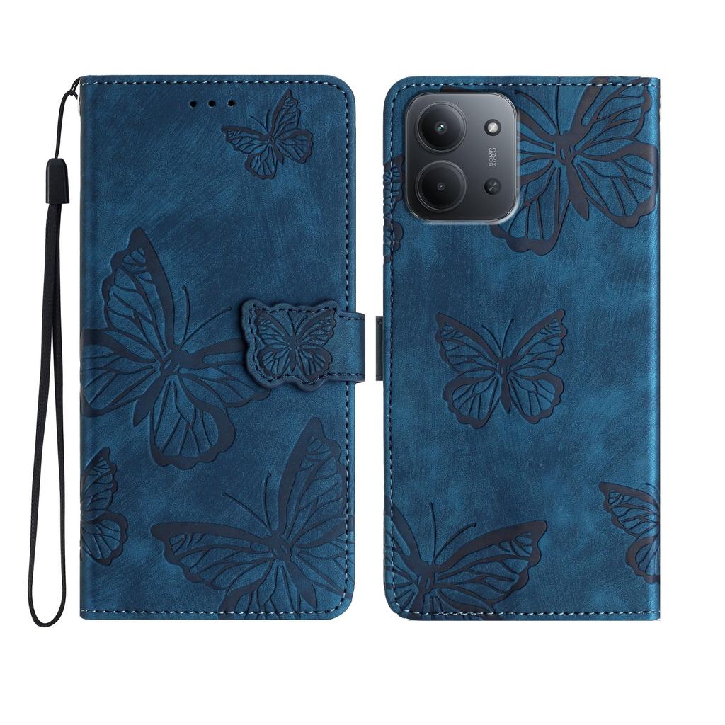 For Xiaomi Redmi 15C 4G (Global) (171mm) Case Butterfly Design Flip Wallet Leather Phone Cover Skin-Touch
